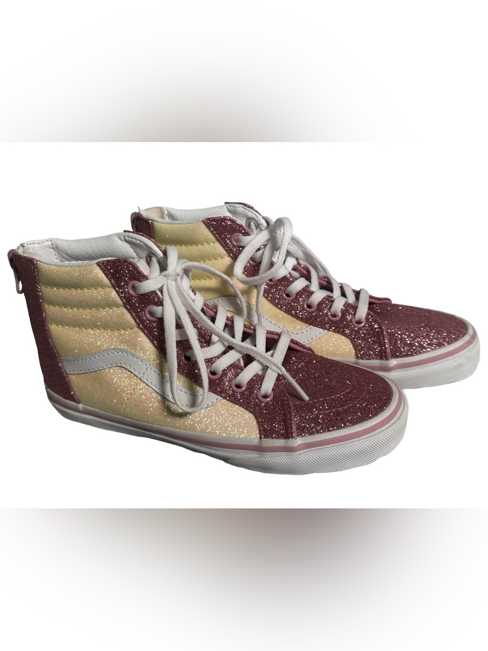 Vans Kids Off The Wall Glitter Two Tone Sk8-Hi Zip Sneakers NWOT